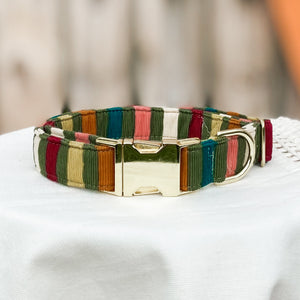Bold stripes corduroy dog collar