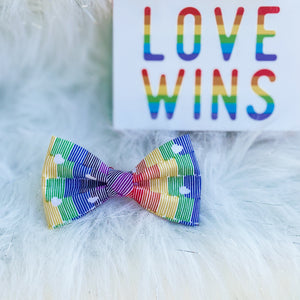 Rainbow hearts Pride dog bow tie accessory