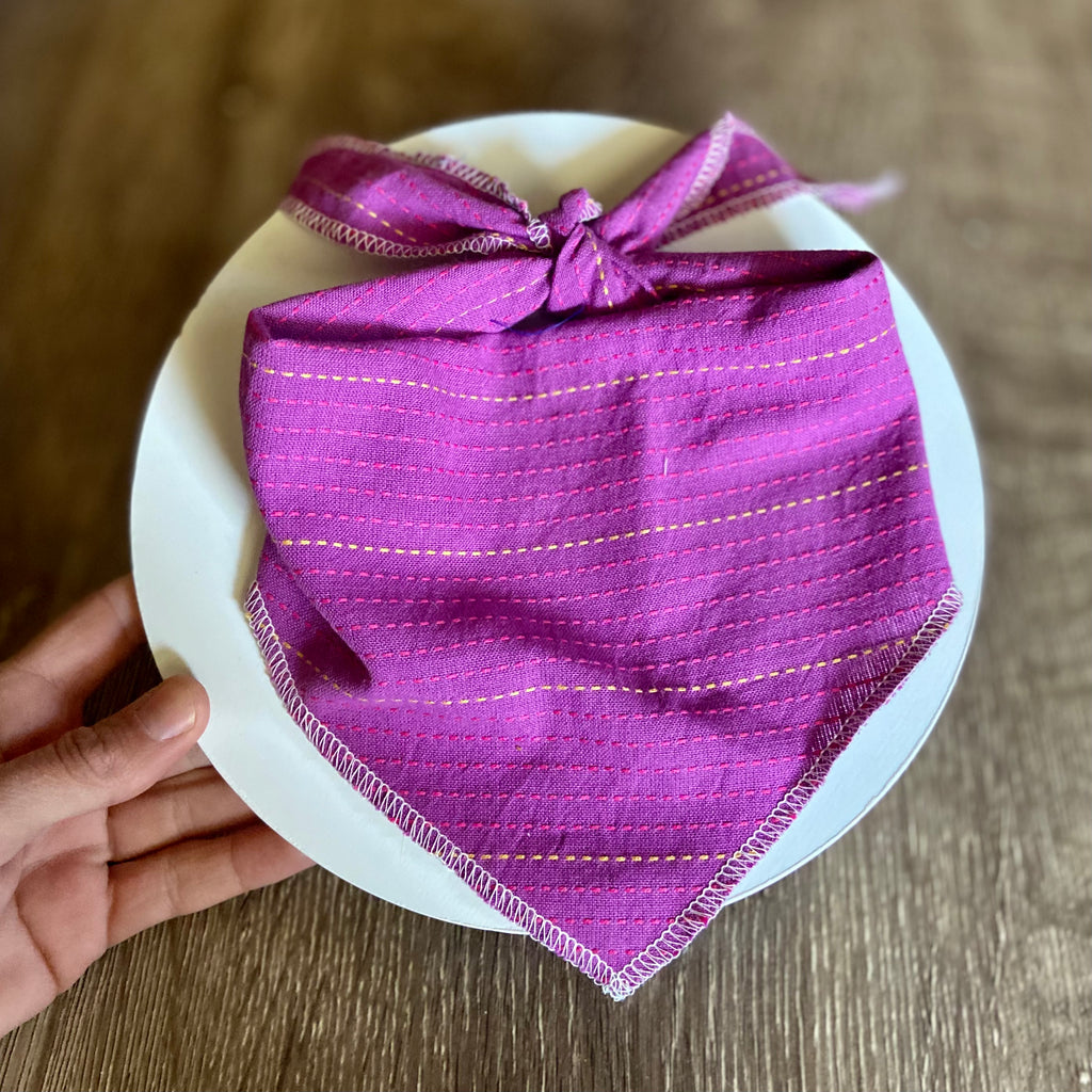 Purple woven dog bandana pet accessory