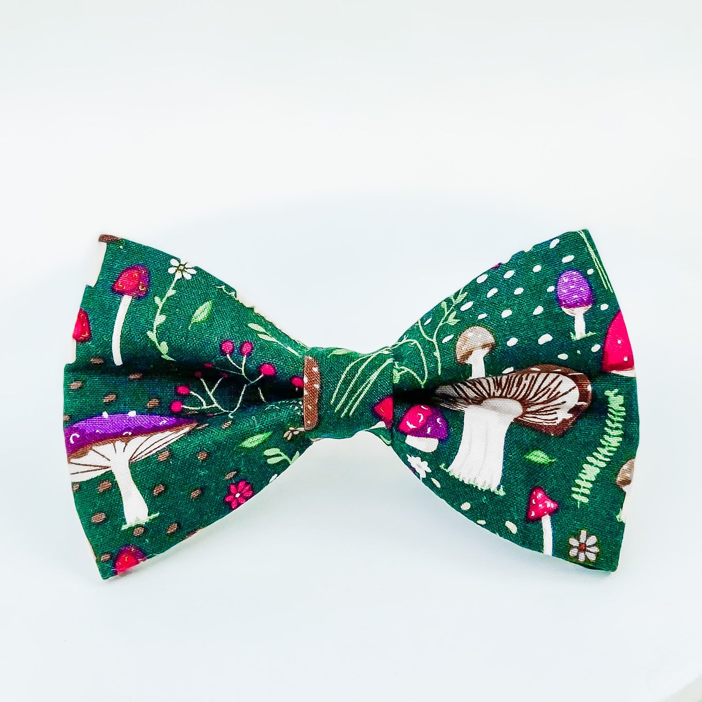 Foraging mushroom forest green dog bow tie