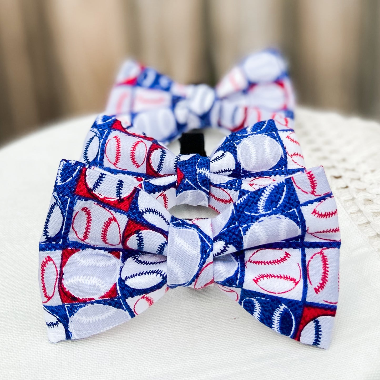 Play ball! baseball summer dog bow pet accessory