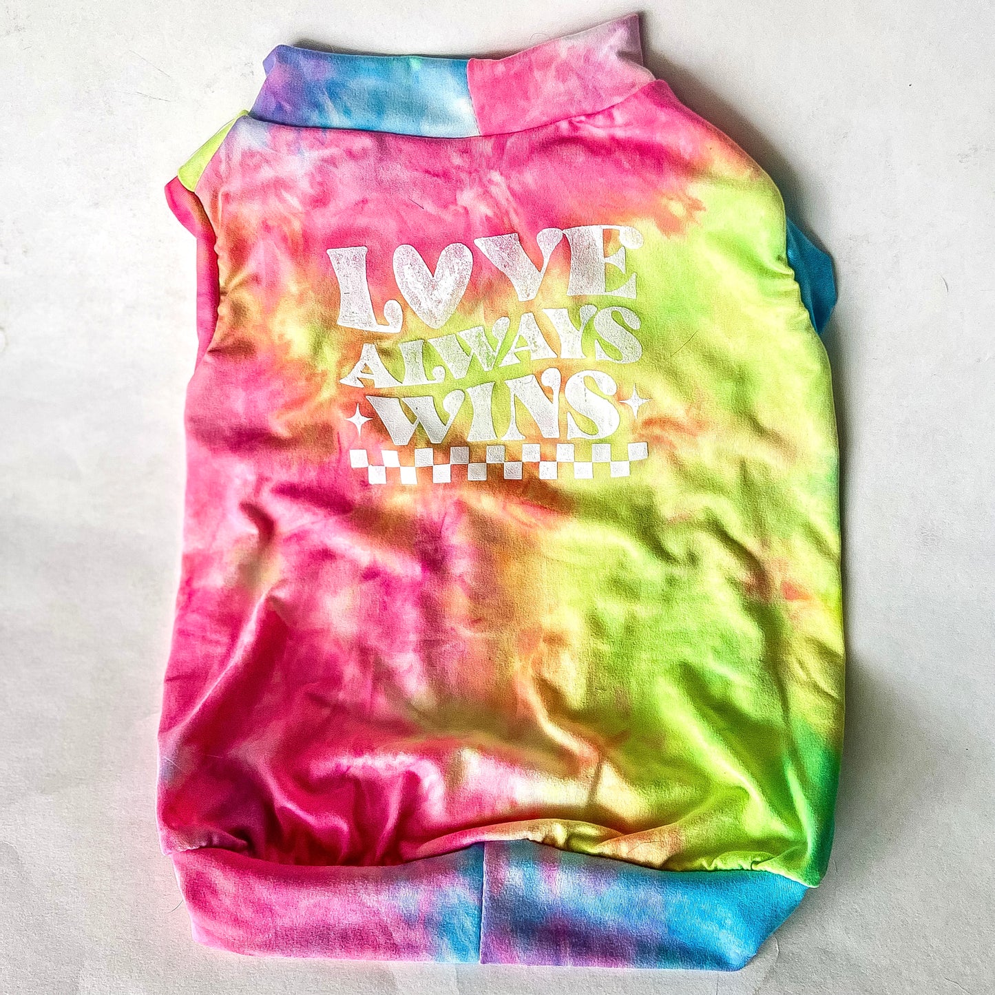 Love always wins PRIDE tie dye dog tank top