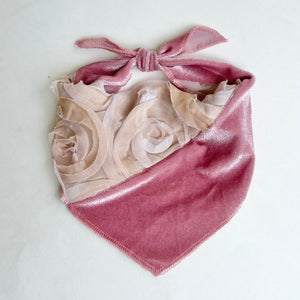 Sparkle roses velvet and chiffon dog bandana pet accessory