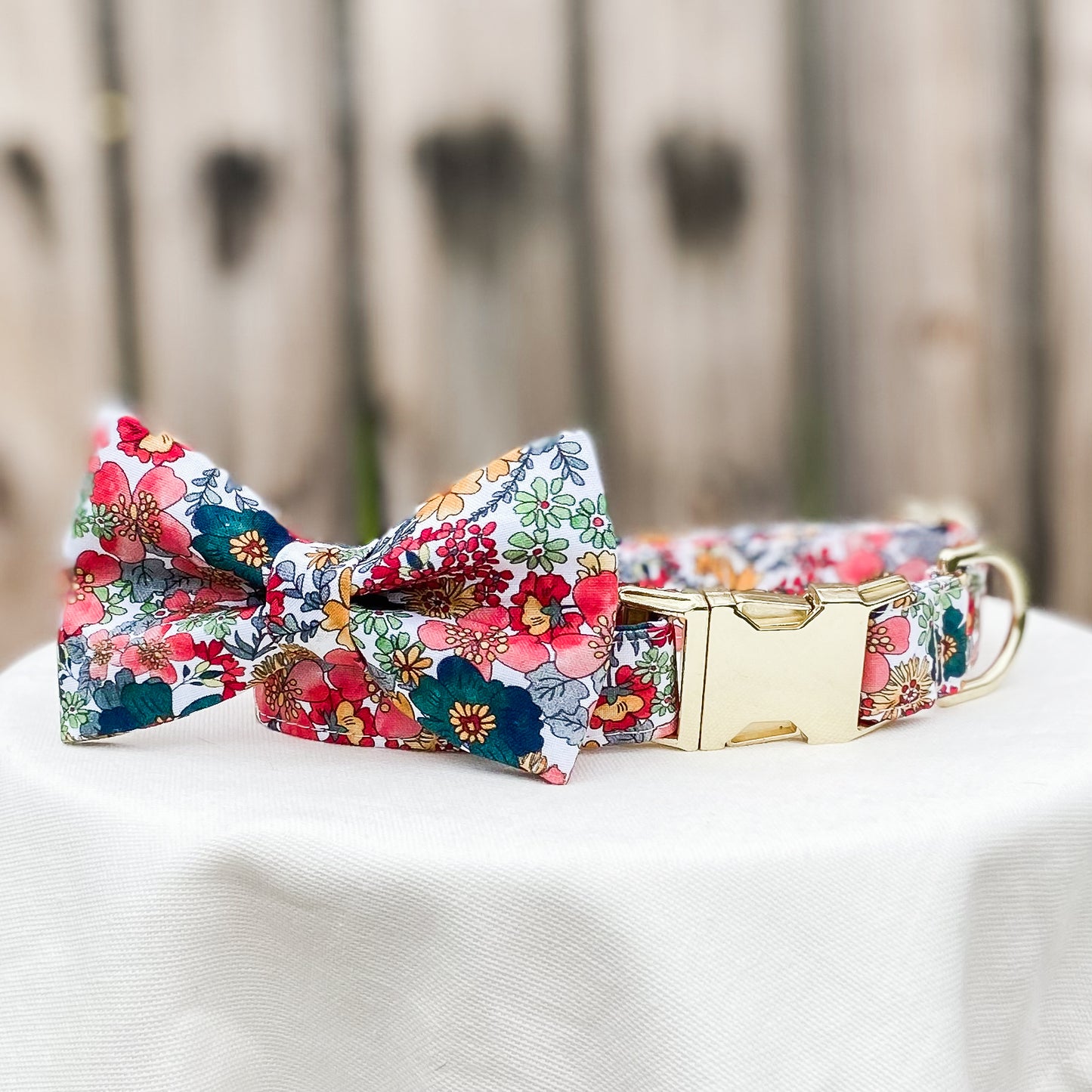 Vintage inspired floral dog bow pet accessory
