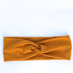 Gold ribbed stretch twisted headband adult one size