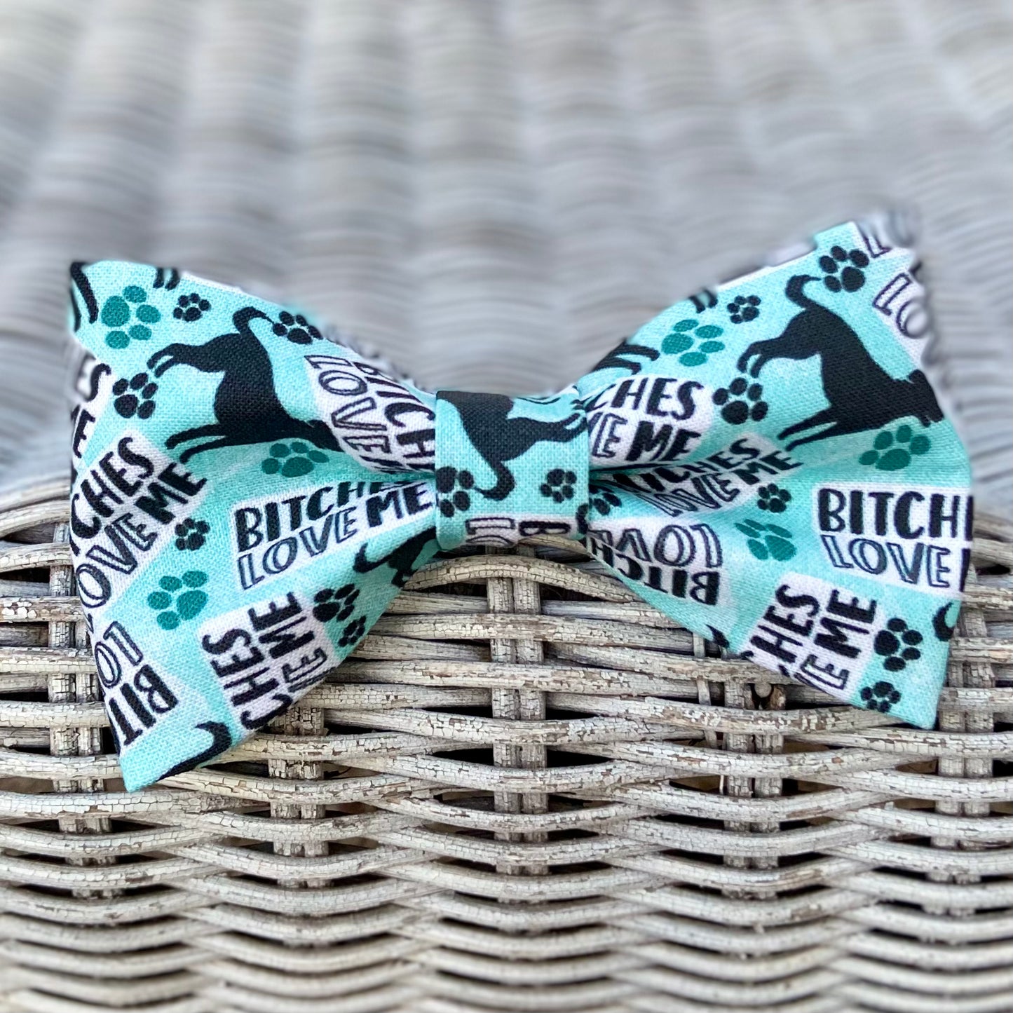 Bitches love me dog bow sweary pet accessory