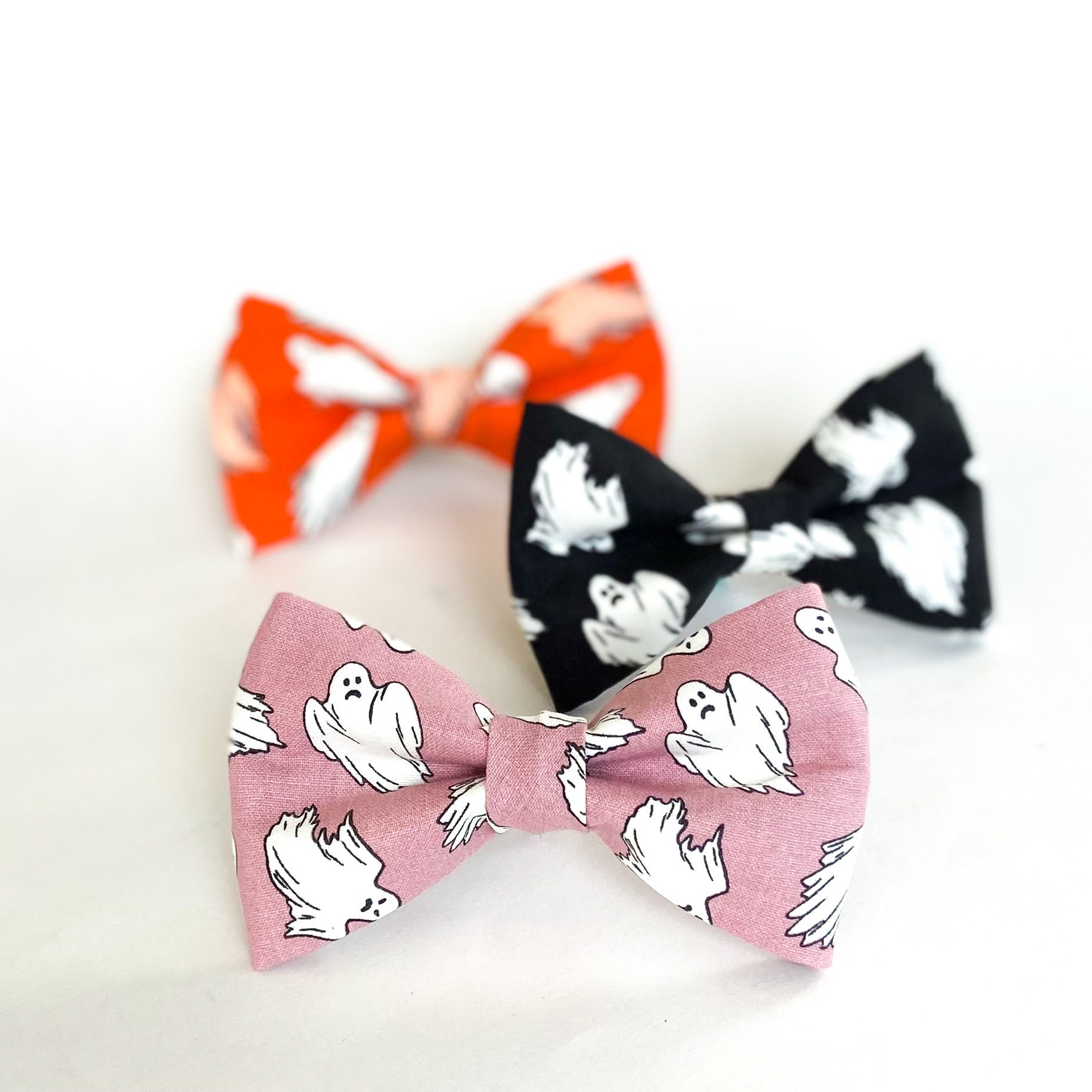hey, Boo mauve glow in the dark Halloween dog bow tie pet accessory