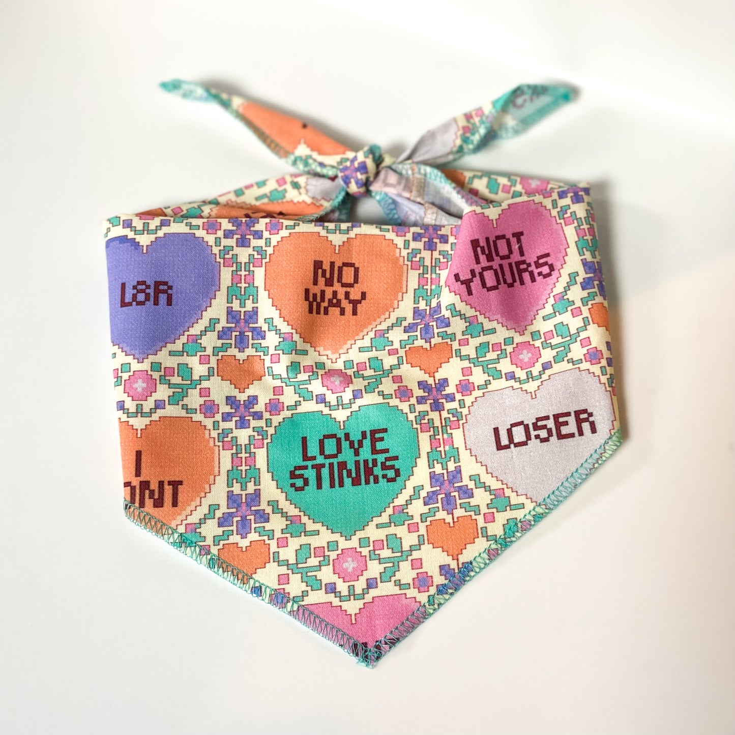 Valentine's not yours sarcastic candy hearts dog bandana pet accessory