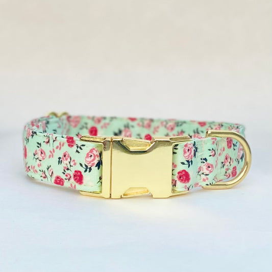 Vintage mint floral dog collar