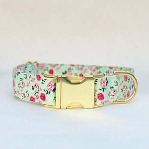 Vintage mint floral dog collar