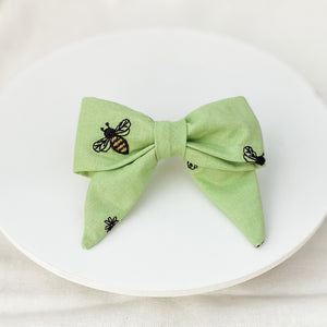 Save the bees embroidered dog bow