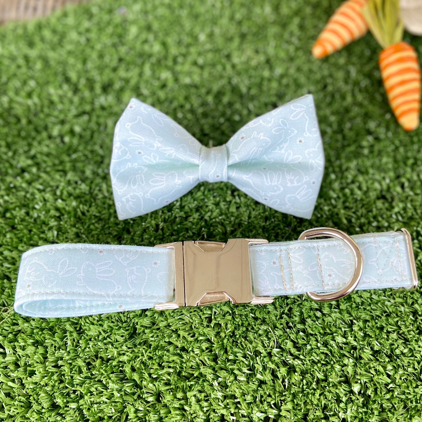 Mint Easter bunny hop dog bow