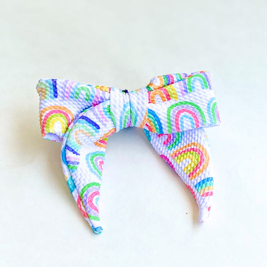 Have a gay day rainbow bullet knit sailor dog bow