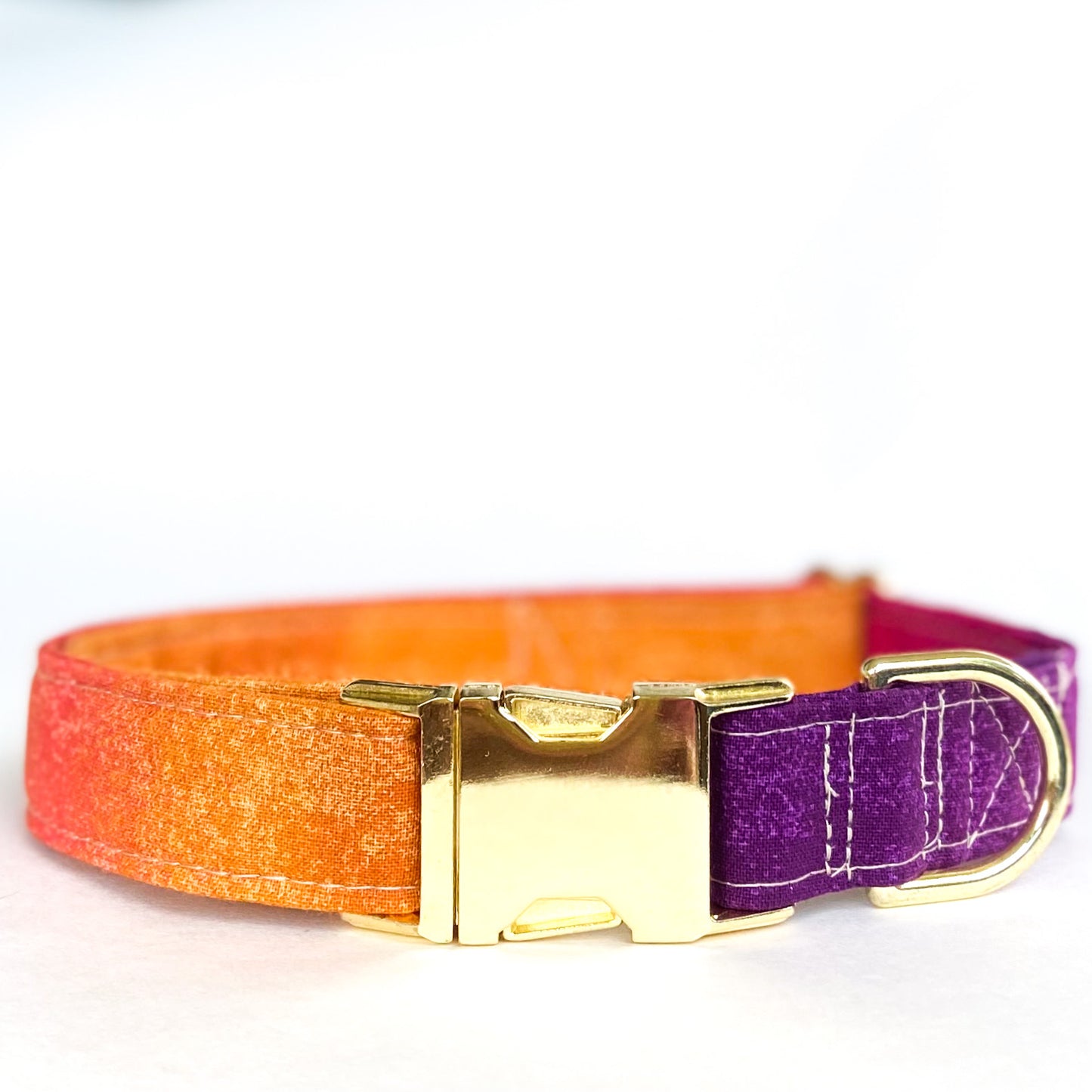 Berry and gold ombré dog collar with gold buckle