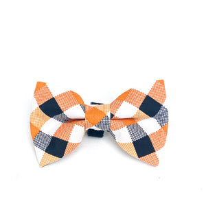 Fall-o-ween plaid dog bow