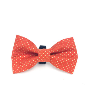 Spiced pumpkin and gold pin dots bow for dogs
