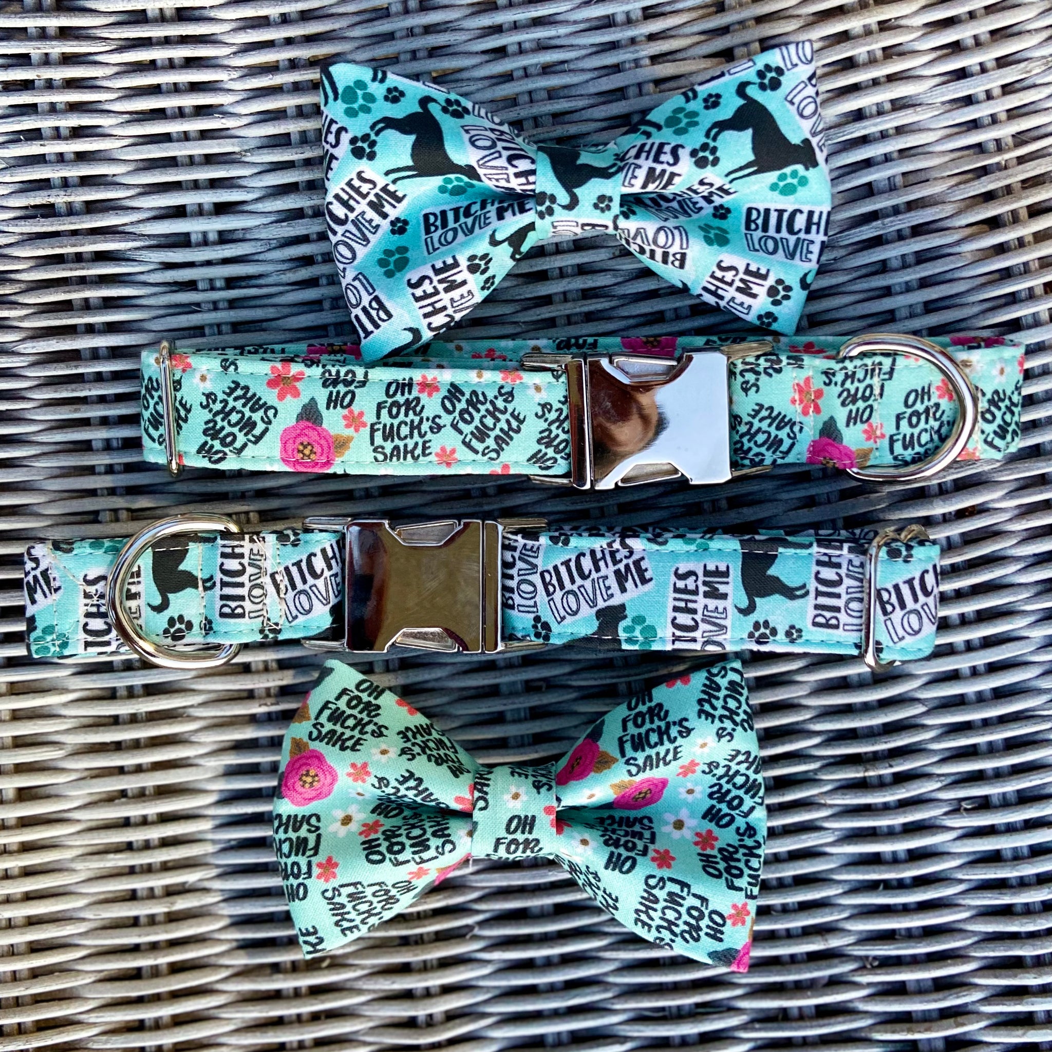 For fuck’s sake floral dog bow