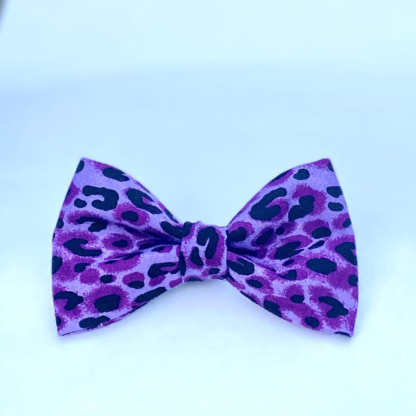 Purple cheetah dog bow