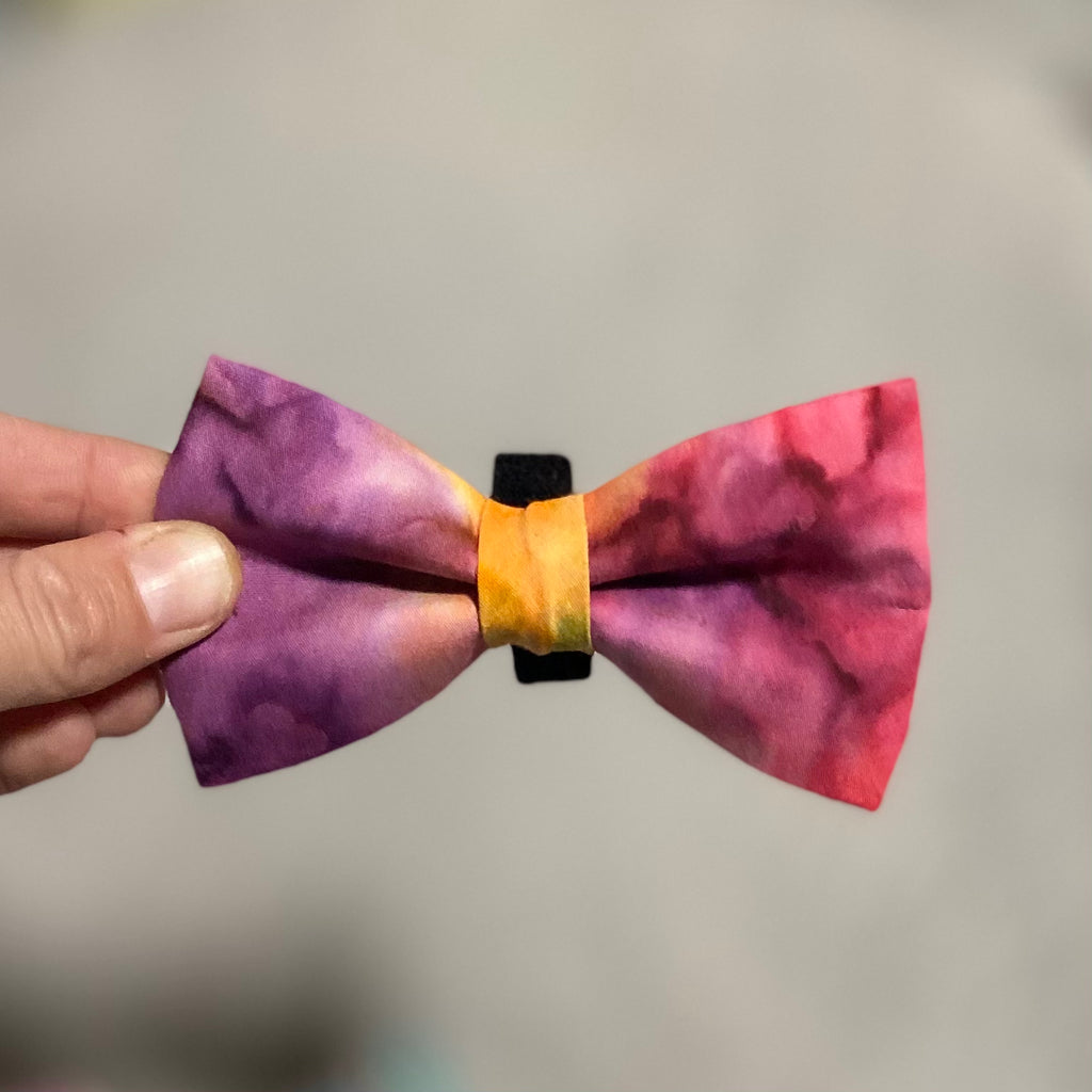 Tropical tie dye dog bow