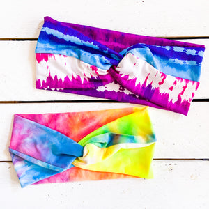 Striped tie dye stretch twisted headband adult one size