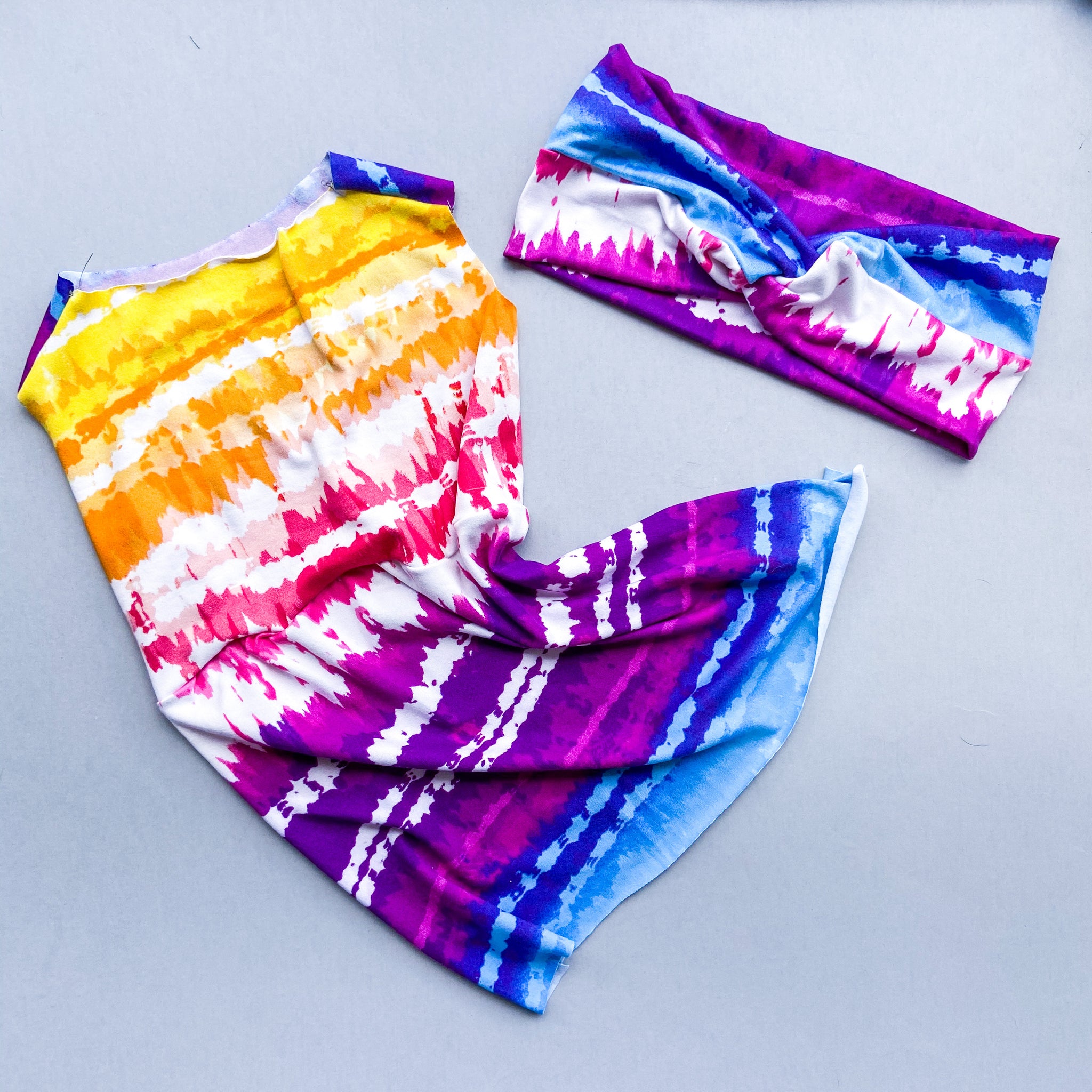 Striped tie dye stretch twisted headband adult one size