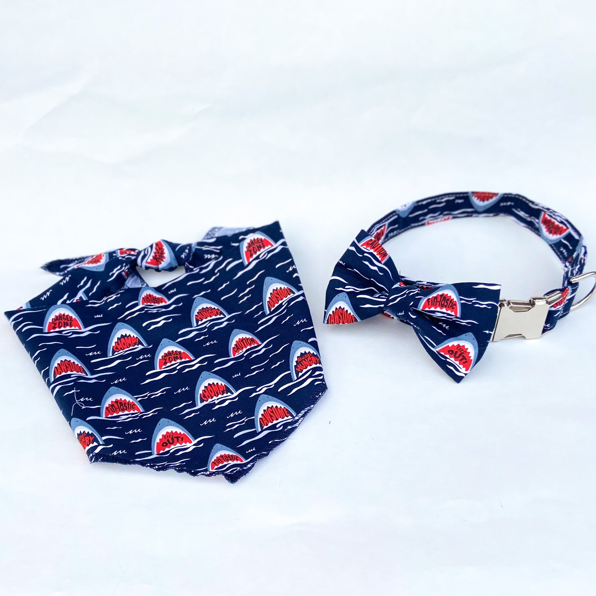Always hungry JAWS shark dog bow tie accessory
