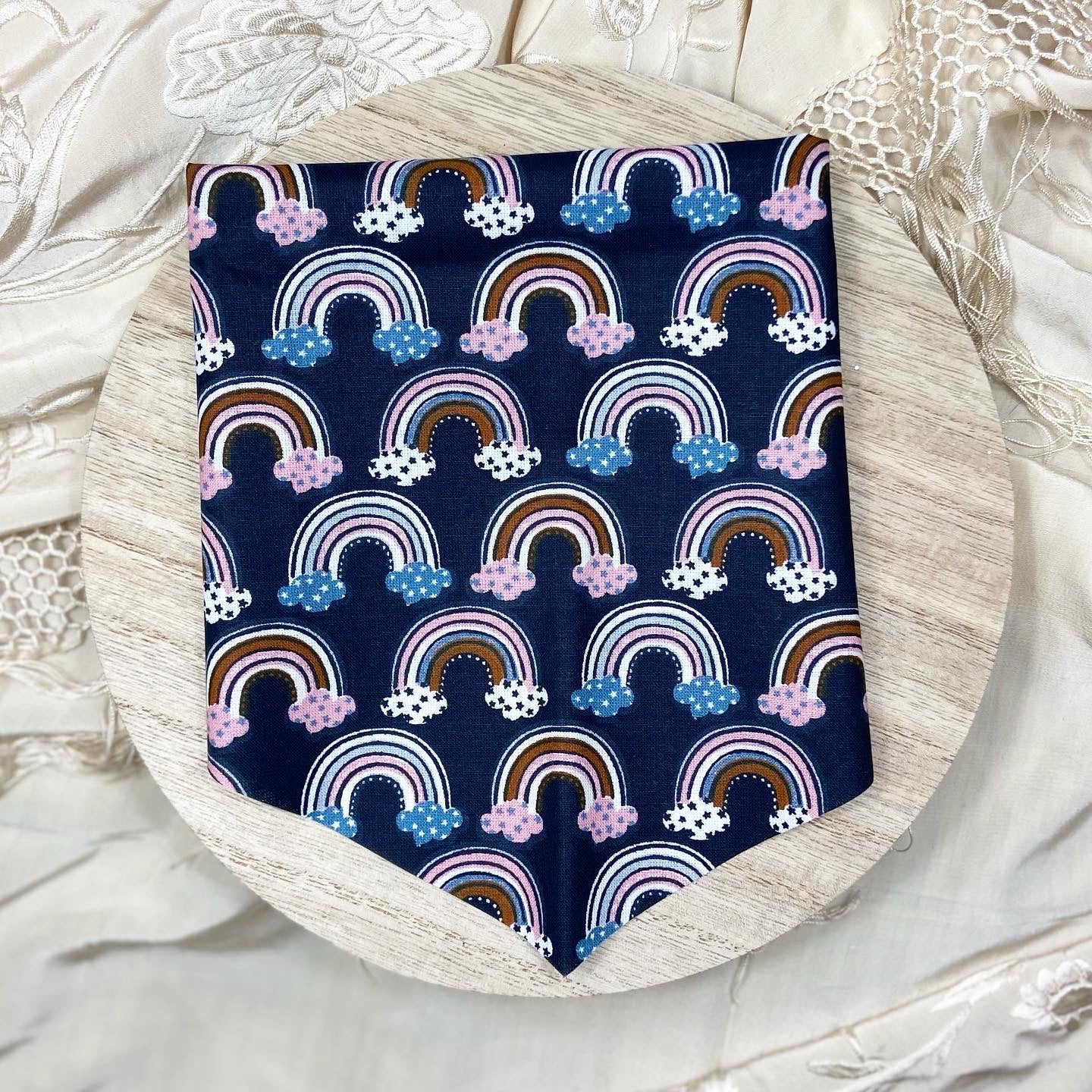 Boho rainbows blue and pink dog bandana pet accessory