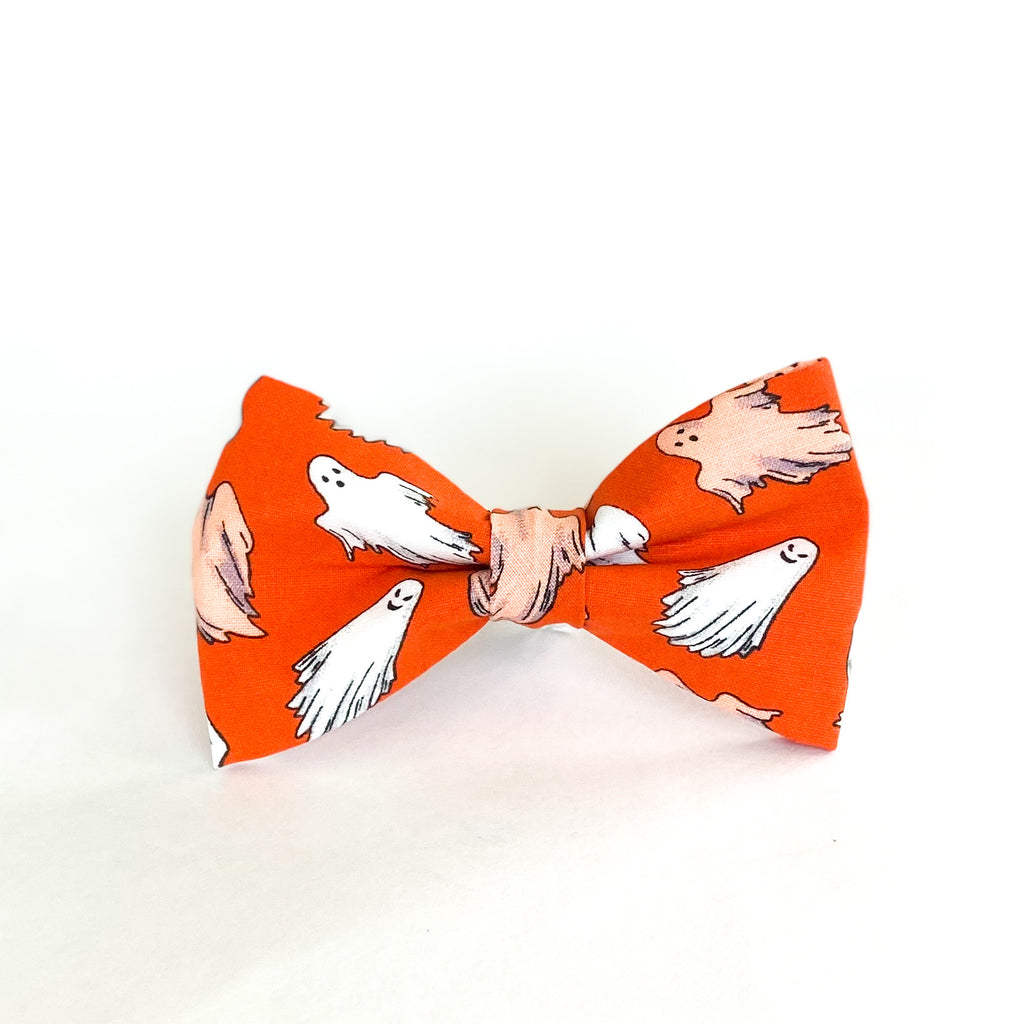 hey, Boo orange glow in the dark dog bow