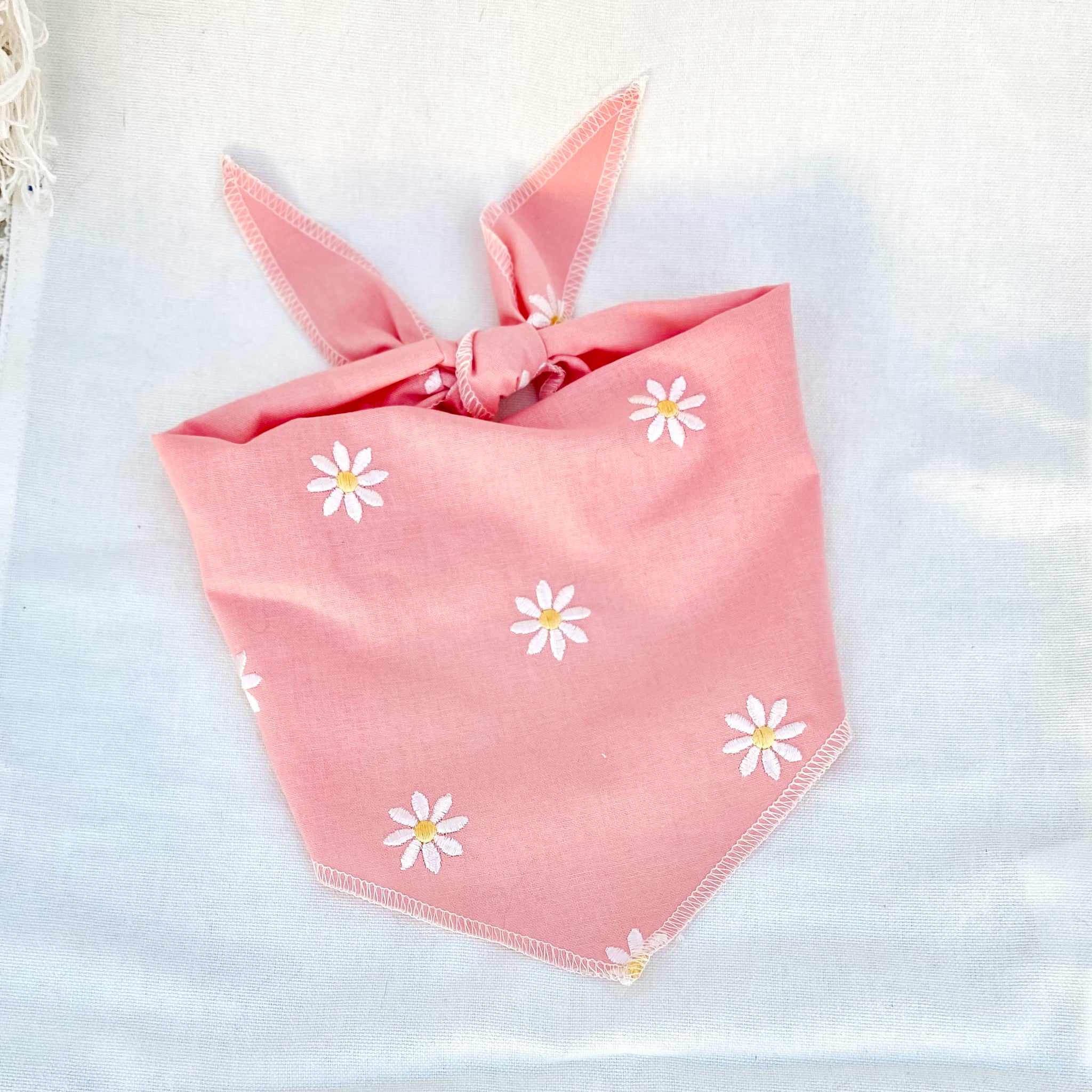 Coming up daisies embroidered sailor dog bow