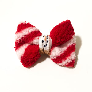 Peppermint * Cocoa sherpa winter dog bow tie pet accessory